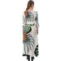 Pineapple Tropical Jungle Giant Green Leaf Watercolor Pattern Button Up Boho Maxi Dress View2