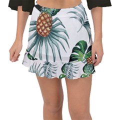 Pineapple Tropical Jungle Giant Green Leaf Watercolor Pattern Fishtail Mini Chiffon Skirt by genx