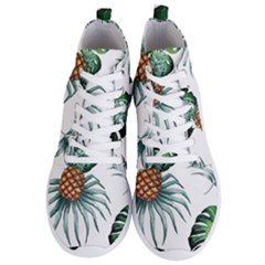 Pineapple Tropical Jungle Giant Green Leaf Watercolor Pattern Men s Lightweight High Top Sneakers by genx