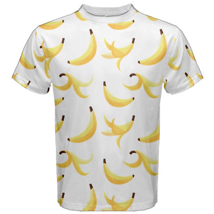 Yellow Banana and peels pattern with polygon retro style Men s Cotton Tee