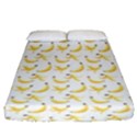 Yellow Banana and peels pattern with polygon retro style Fitted Sheet (Queen Size) View1