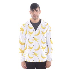 Yellow Banana And Peels Pattern With Polygon Retro Style Men s Hooded Windbreaker by genx