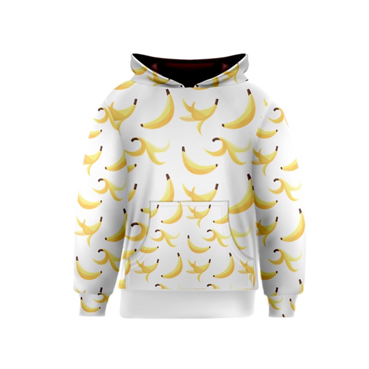 Yellow Banana and peels pattern with polygon retro style Kids  Pullover Hoodie