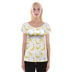 Yellow Banana And Peels Pattern With Polygon Retro Style Cap Sleeve Top by genx