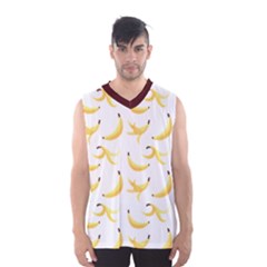 Yellow Banana And Peels Pattern With Polygon Retro Style Men s Basketball Tank Top by genx