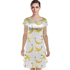 Yellow Banana And Peels Pattern With Polygon Retro Style Cap Sleeve Nightdress by genx