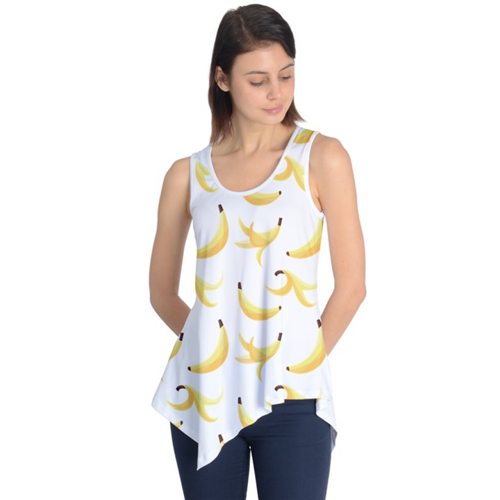 Yellow Banana and peels pattern with polygon retro style Sleeveless Tunic