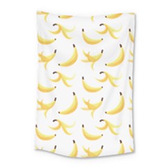 Yellow Banana And Peels Pattern With Polygon Retro Style Small Tapestry by genx