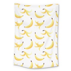 Yellow Banana And Peels Pattern With Polygon Retro Style Large Tapestry by genx