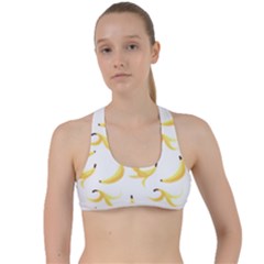 Yellow Banana And Peels Pattern With Polygon Retro Style Criss Cross Racerback Sports Bra by genx