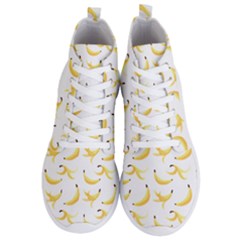 Yellow Banana And Peels Pattern With Polygon Retro Style Men s Lightweight High Top Sneakers by genx