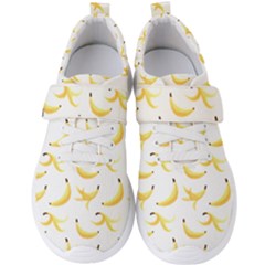 Yellow Banana And Peels Pattern With Polygon Retro Style Men s Velcro Strap Shoes by genx