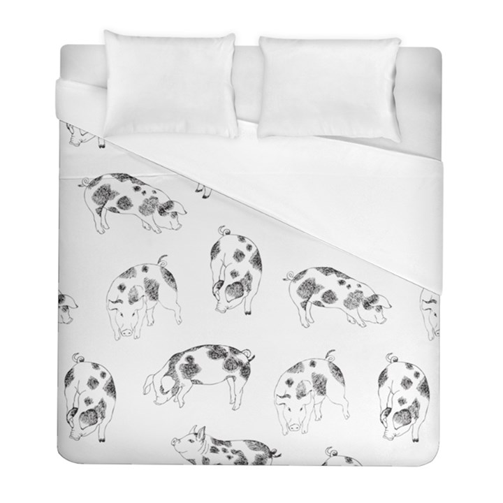 Pigs Handrawn Black And White Square13k Black Pattern Skull Bats Vintage K Duvet Cover (Full/ Double Size)