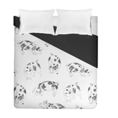 Pigs Handrawn Black And White Square13k Black Pattern Skull Bats Vintage K Duvet Cover Double Side (full/ Double Size) by genx