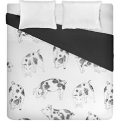 Pigs Handrawn Black And White Square13k Black Pattern Skull Bats Vintage K Duvet Cover Double Side (king Size) by genx