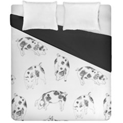 Pigs Handrawn Black And White Square13k Black Pattern Skull Bats Vintage K Duvet Cover Double Side (california King Size) by genx