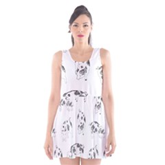 Pigs Handrawn Black And White Square13k Black Pattern Skull Bats Vintage K Scoop Neck Skater Dress by genx