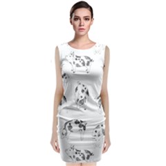 Pigs Handrawn Black And White Square13k Black Pattern Skull Bats Vintage K Classic Sleeveless Midi Dress by genx