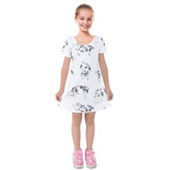 Pigs Handrawn Black And White Square13k Black Pattern Skull Bats Vintage K Kids  Short Sleeve Velvet Dress by genx