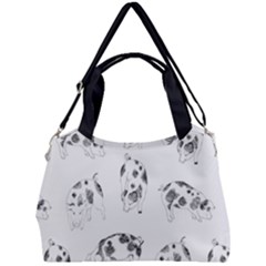 Pigs Handrawn Black And White Square13k Black Pattern Skull Bats Vintage K Double Compartment Shoulder Bag