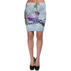 Cute Fairy Dancing On A Piano Bodycon Skirt by FantasyWorld7