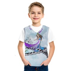 Cute Fairy Dancing On A Piano Kids  Sportswear by FantasyWorld7