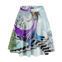 Cute Fairy Dancing On A Piano High Waist Skirt by FantasyWorld7