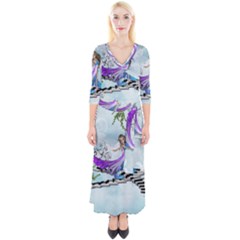 Cute Fairy Dancing On A Piano Quarter Sleeve Wrap Maxi Dress by FantasyWorld7