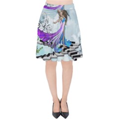 Cute Fairy Dancing On A Piano Velvet High Waist Skirt by FantasyWorld7