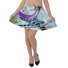 Cute Fairy Dancing On A Piano Velvet Skater Skirt by FantasyWorld7