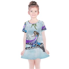 Cute Fairy Dancing On A Piano Kids  Simple Cotton Dress by FantasyWorld7