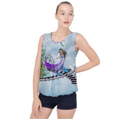 Cute Fairy Dancing On A Piano Bubble Hem Chiffon Tank Top by FantasyWorld7