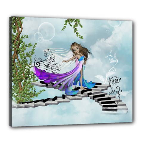 Cute Fairy Dancing On A Piano Canvas 24  X 20  (stretched) by FantasyWorld7