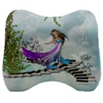 Cute Fairy Dancing On A Piano Velour Head Support Cushion