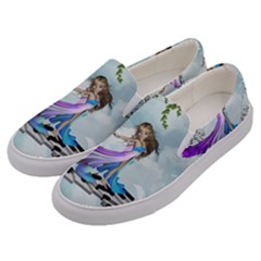 Cute Fairy Dancing On A Piano Men s Canvas Slip Ons by FantasyWorld7