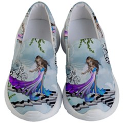 Cute Fairy Dancing On A Piano Kids  Lightweight Slip Ons by FantasyWorld7