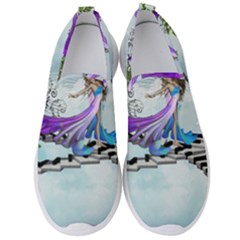 Cute Fairy Dancing On A Piano Men s Slip On Sneakers by FantasyWorld7