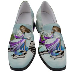 Cute Fairy Dancing On A Piano Women s Chunky Heel Loafers by FantasyWorld7