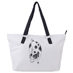 Pig Sniffing Hand Drawn With Funny Cow Spots Black And White Full Print Shoulder Bag by genx