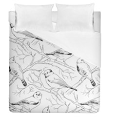 Birds Hand Drawn Outline Black And White Vintage Ink Duvet Cover (queen Size) by genx