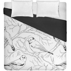 Birds Hand Drawn Outline Black And White Vintage Ink Duvet Cover Double Side (king Size) by genx