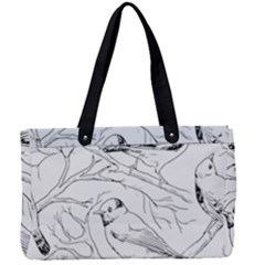 Birds Hand Drawn Outline Black And White Vintage Ink Canvas Work Bag by genx