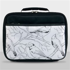 Birds Hand Drawn Outline Black And White Vintage Ink Lunch Bag by genx