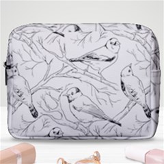 Birds Hand Drawn Outline Black And White Vintage Ink Make Up Pouch (large) by genx