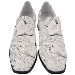 Birds Hand Drawn Outline Black And White Vintage Ink Slip On Heel Loafers by genx