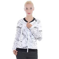 Birds Hand Drawn Outline Black And White Vintage Ink Casual Zip Up Jacket by genx