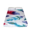 Feathers Boho Style Purple Red and Blue Watercolor Fitted Sheet (Full/ Double Size) View1