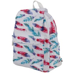 Feathers Boho Style Purple Red And Blue Watercolor Top Flap Backpack by genx