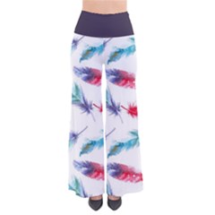 Feathers Boho Style Purple Red And Blue Watercolor So Vintage Palazzo Pants by genx