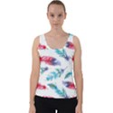 Feathers Boho Style Purple Red and Blue Watercolor Velvet Tank Top View1